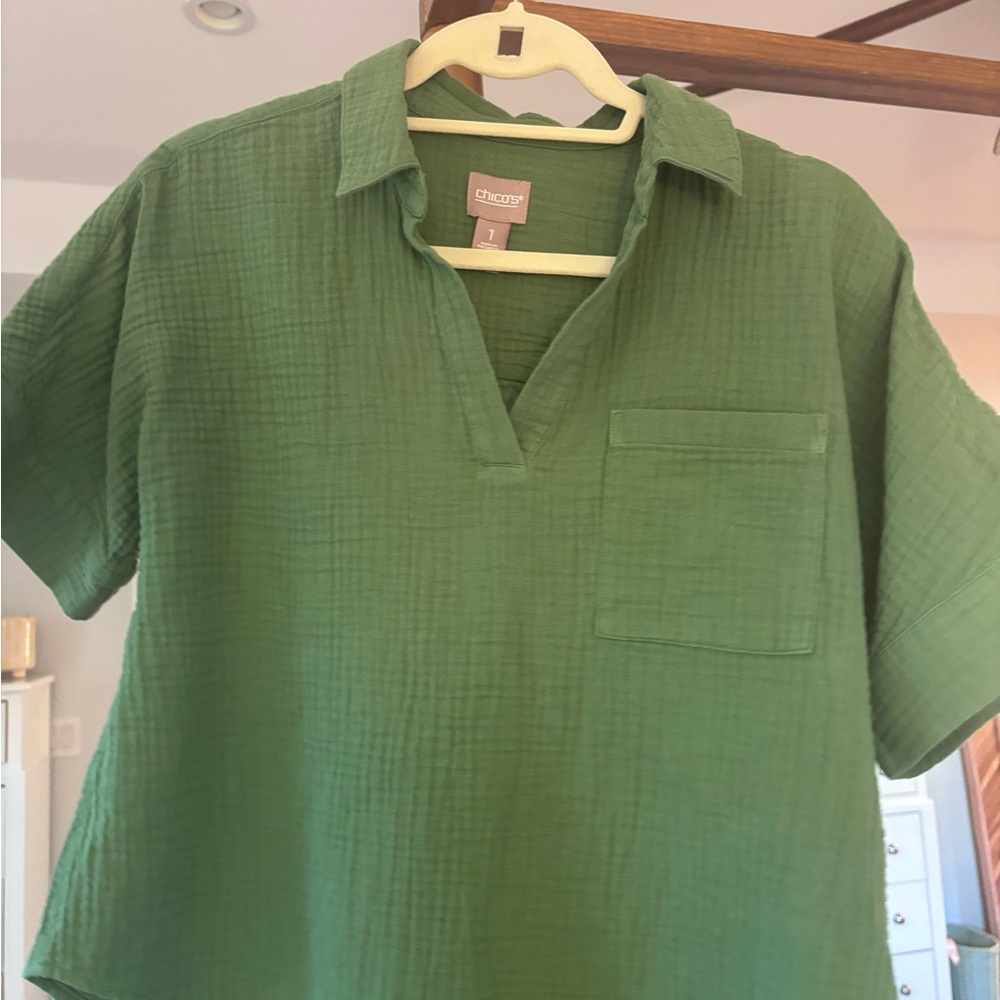 Chico's Casual Linen Popover Top, Size 1